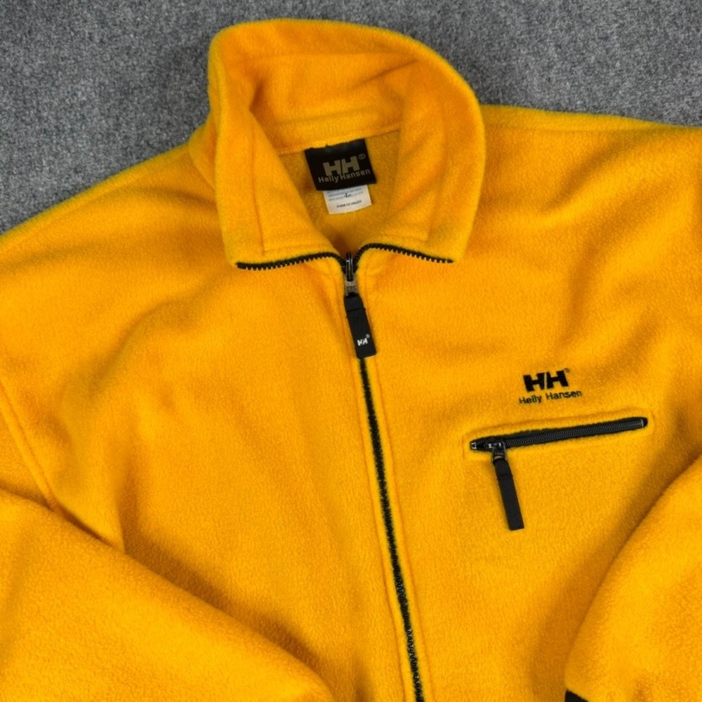 Helly Hansen Fleece Jacket Mens Large Yellow Vintage Full Zip Gorpcore USA Made